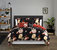 Ethel 4 Piece Reversible Comforter Set Floral Print Cursive Script Design Bedding - Black