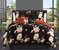 Ethel 4 Piece Reversible Comforter Set Floral Print Cursive Script Design Bedding