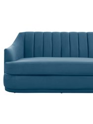 Eva Loveseat Velvet Upholstered Single Cushion Seat Vertical Channel Quilted Back Platform Base Design, Modern Contemporary - Blue