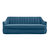 Eva Sofa Velvet Upholstered Single Cushion Seat Vertical Channel Quilted Back Platform Base Design, Modern Contemporary - Blue