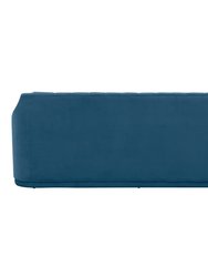 Eva Sofa Velvet Upholstered Single Cushion Seat Vertical Channel Quilted Back Platform Base Design, Modern Contemporary