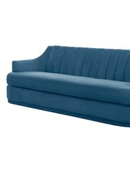 Eva Sofa Velvet Upholstered Single Cushion Seat Vertical Channel Quilted Back Platform Base Design, Modern Contemporary