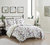 Everly Green 2 Piece Duvet Cover Set Reversible Watercolor Floral Print Striped Pattern Design Bedding