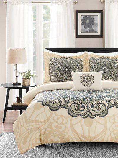 Chic Home Design Fanny 3 Piece Reversible Duvet Cover Set Large Scale Boho Inspired Medallion Paisley Print Design Bedding product