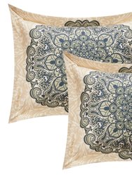 Fanny 4 Piece Reversible Duvet Cover Set Large Scale Boho Inspired Medallion Paisley Print Design Bedding