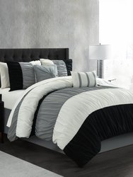 Fay 7 Piece Comforter Set Ruched Color Block Design Bed In A Bag
