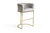Finley Bar Stool Chair Velvet Upholstered Rolled Shelter Arm Design Half-Moon Goldtone Solid Metal U-Shaped Base - Grey