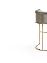 Finley Bar Stool Chair Velvet Upholstered Rolled Shelter Arm Design Half-Moon Goldtone Solid Metal U-Shaped Base