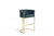 Finley Bar Stool Chair Velvet Upholstered Rolled Shelter Arm Design Half-Moon Goldtone Solid Metal U-Shaped Base - Teal