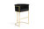 Finley Bar Stool Chair Velvet Upholstered Rolled Shelter Arm Design Half-Moon Goldtone Solid Metal U-Shaped Base - Black
