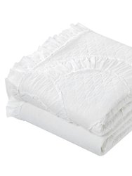 Finna 1 Piece Pillow Sham 100% Cotton Fish Scale Pattern Ruched Ruffled With Flanged Border