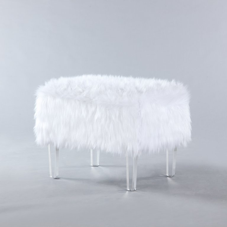 Fiorino Modern Contemporary Faux Fur Acrylic Leg Ottoman