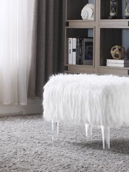 Fiorino Modern Contemporary Faux Fur Acrylic Leg Ottoman