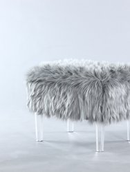 Fiorino Modern Contemporary Faux Fur Acrylic Leg Ottoman