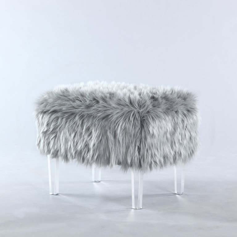 Fiorino Modern Contemporary Faux Fur Acrylic Leg Ottoman
