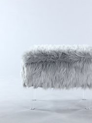 Fiorino Modern Contemporary Faux Fur Acrylic Leg Ottoman - Grey