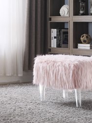 Fiorino Modern Contemporary Faux Fur Acrylic Leg Ottoman