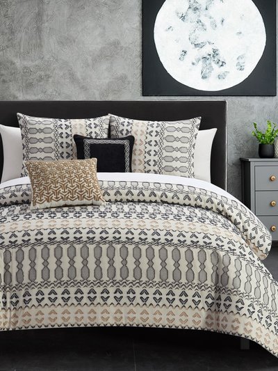 Chic Home Design Gabriella 5 Piece Cotton Comforter Set Farmhouse Theme Geometric Striped Pattern Design Bedding product