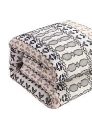 Gabriella 5 Piece Cotton Comforter Set Farmhouse Theme Geometric Striped Pattern Design Bedding