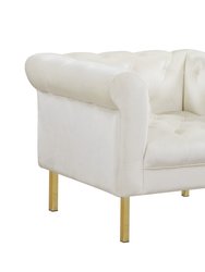Giovanni Accent Club Chair Velvet Upholstered Button Tufted Roll Arm Design Solid Gold Tone Metal Legs
