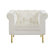 Giovanni Accent Club Chair Velvet Upholstered Button Tufted Roll Arm Design Solid Gold Tone Metal Legs - Beige