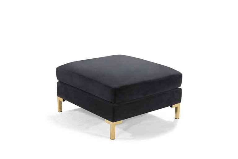 Girardi Modular Chaise Ottoman Coffee Table Cushion Bench Solid Gold Tone Metal Y-Leg, Modern Contemporary - Black