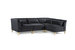 Girardi Modular Chaise Sectional Sofa Solid Gold Tone Metal Y-Leg With 6 Throw Pillows, Modern Contemporary - Black