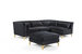 Girardi Modular Chaise Sectional Sofa Solid Gold Tone Metal Y-Leg With 6 Throw Pillows, Modern Contemporary