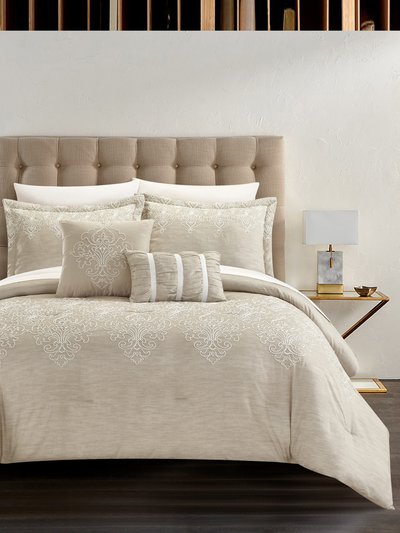 Chic Home Design Hubli 9 Piece Comforter Set Embroidered Pattern Heathered Bedding product