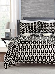 Ibiza 7 Piece Duvet Set Super Soft Microfiber Large Printed Medallion Reversible With Geometric Printed Backing