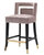 Irithel Counter Stool Chair Velvet Upholstered Nailhead Trim Half Back Seat Design Gold Tone Footrest Bar Gold Tip Tapered Wood Legs - Blush