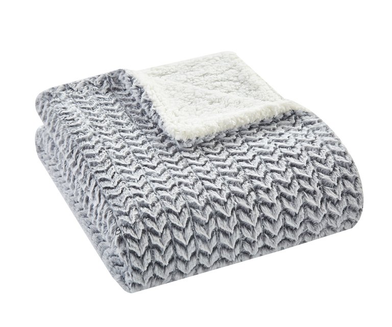 Isonoe Throw Blanket Cozy Super Soft Ultra Plush Decorative Shaggy Faux Fur With Sherpa Lined Backing - Grey