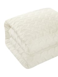 Jas 7 Piece Comforter Set Embossed Embroidered Quilted Geometric Vine Pattern Bed In A Bag