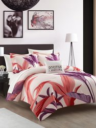 Jezebel 8 Piece Comforter Set Contemporary Large Scale Floral Print Design Bed In A Bag Bedding