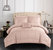 Jorin 6 Piece Comforter Set Pieced Solid Color Stitched Design Complete Bed In A Bag Bedding - Coral