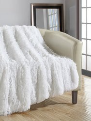 Juneau Throw Blanket Cozy Super Soft Ultra Plush Decorative Shaggy Faux Fur With Micromink Backing - White