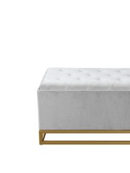kadiri Storage Bench Velvet Upholstered Tufted Seat Gold Tone Metal Base With Discrete Interior Compartment - Grey