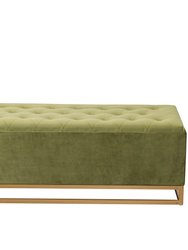 kadiri Storage Bench Velvet Upholstered Tufted Seat Gold Tone Metal Base With Discrete Interior Compartment - Green