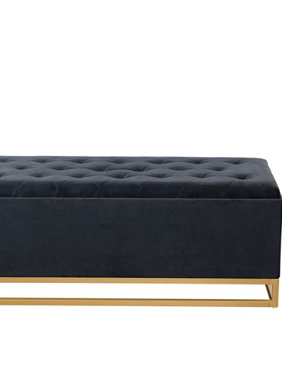 Chic Home Design kadiri Storage Bench Velvet Upholstered Tufted Seat Gold Tone Metal Base With Discrete Interior Compartment product