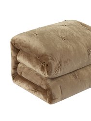 Kaiser 7 Piece Comforter Ultra Plush Micro Mink Pinch Pleated Ruffled Pintuck Sherpa Lined Bedding Set