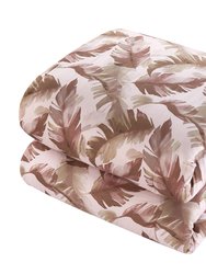 Kala 12 Piece Comforter And Quilt Set Watercolor Leaf Print Geometric Pattern Bed In A Bag