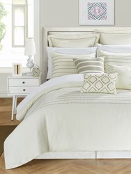 Karlston 9 Piece Comforter Elegant Stitched Embroidered Design Complete Bedding Set - Beige