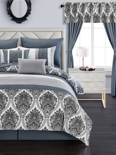 Chic Home Design Katniss 20 Piece Comforter Set Medallion Quilted Embroidered Design Complete Bed In A Bag Bedding product