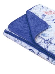 Katriel 8 Piece Reversible Quilt Coverlet Set "Sea, Sand, Surf" Theme Embossed Quilted Design Bed In A Bag