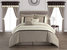Katrin 20 Piece Comforter Set Color Block Geometric Embroidered Bed in A Bag Bedding - Beige