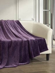 Keaton Throw Blanket Cozy Super Soft Ultra Plush Micro Mink Fleece Decorative Design - Plum