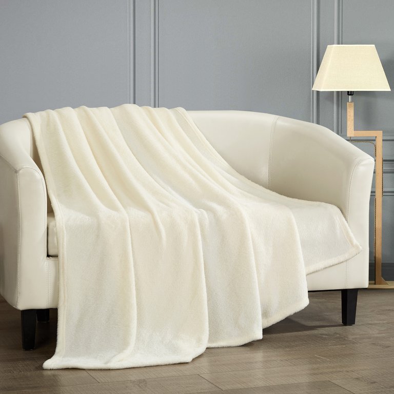 Keaton Throw Blanket Cozy Super Soft Ultra Plush Micro Mink Fleece Decorative Design - Beige