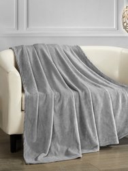Keaton Throw Blanket Cozy Super Soft Ultra Plush Micro Mink Fleece Decorative Design - Grey