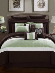 Keira 16 Piece Comforter Complete Bed In A Bag Quilted Embroidered Designer Embellished Bedding Set - Brown