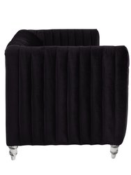 Kent Elegant Velvet Modern Contemporary Plush Cushion Seat Round Acrylic Feet Sofa